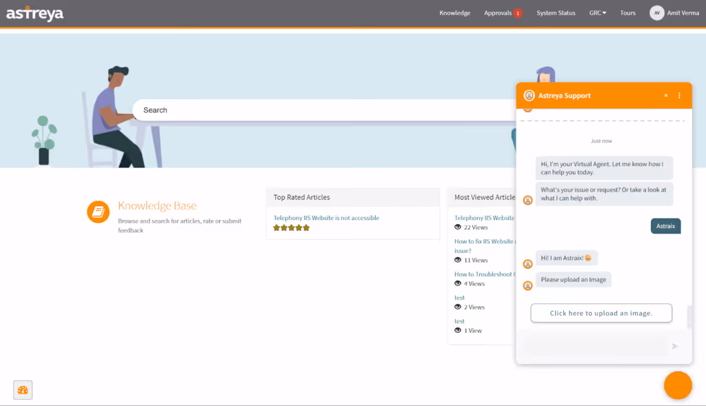 Astraix AI agents interface on ServiceNow