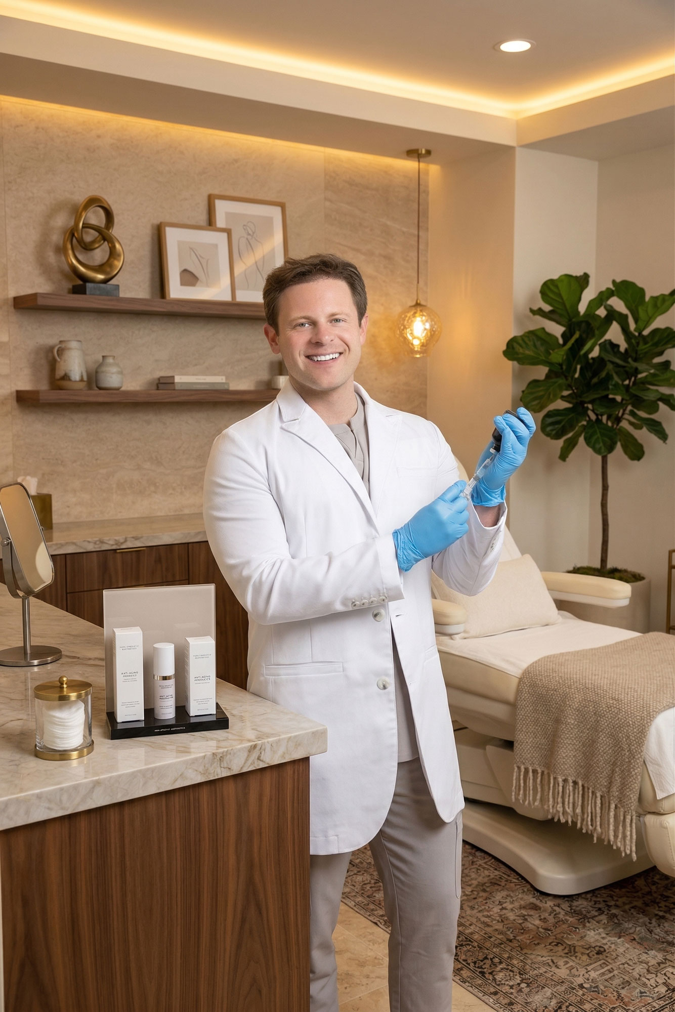 Dr. Eric Schoen preparing a treatment at Apotheosis Medical Aesthetics