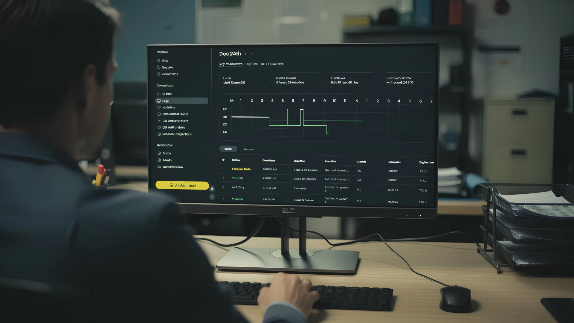 Fleet dashboard showing ELD monitoring alerts for disconnected devices, HOS limits and dash cam events.
