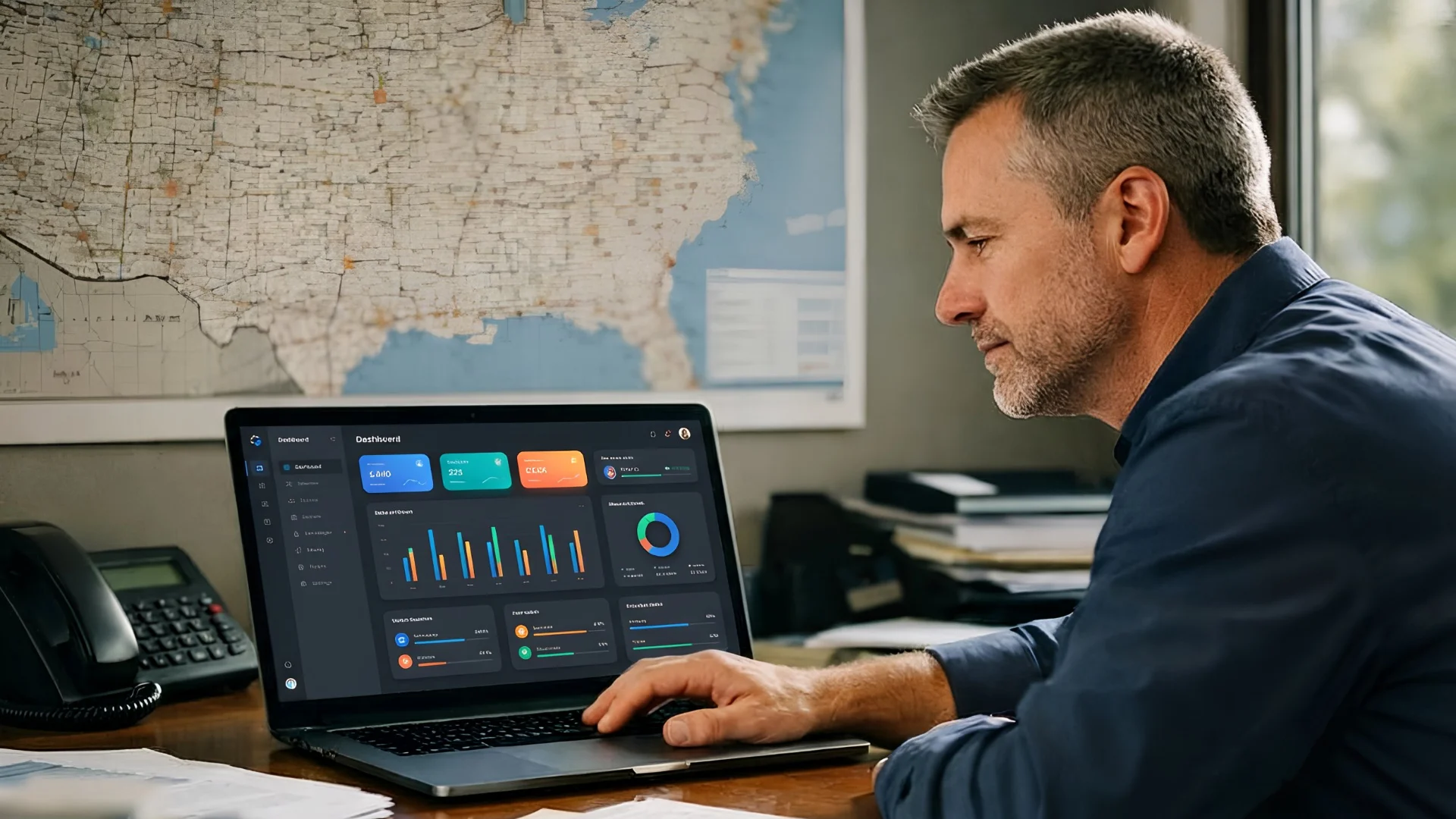 Fleet manager reviewing unidentified driving events on an ELD back-office dashboard showing unassigned driving segments and annotation fields for multiple vehicles