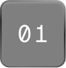 Black keyboard key with white symbols: slashed zero and number one.