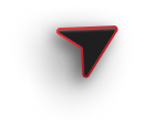 Black cursor icon shaped like a location arrow with red outline inside.