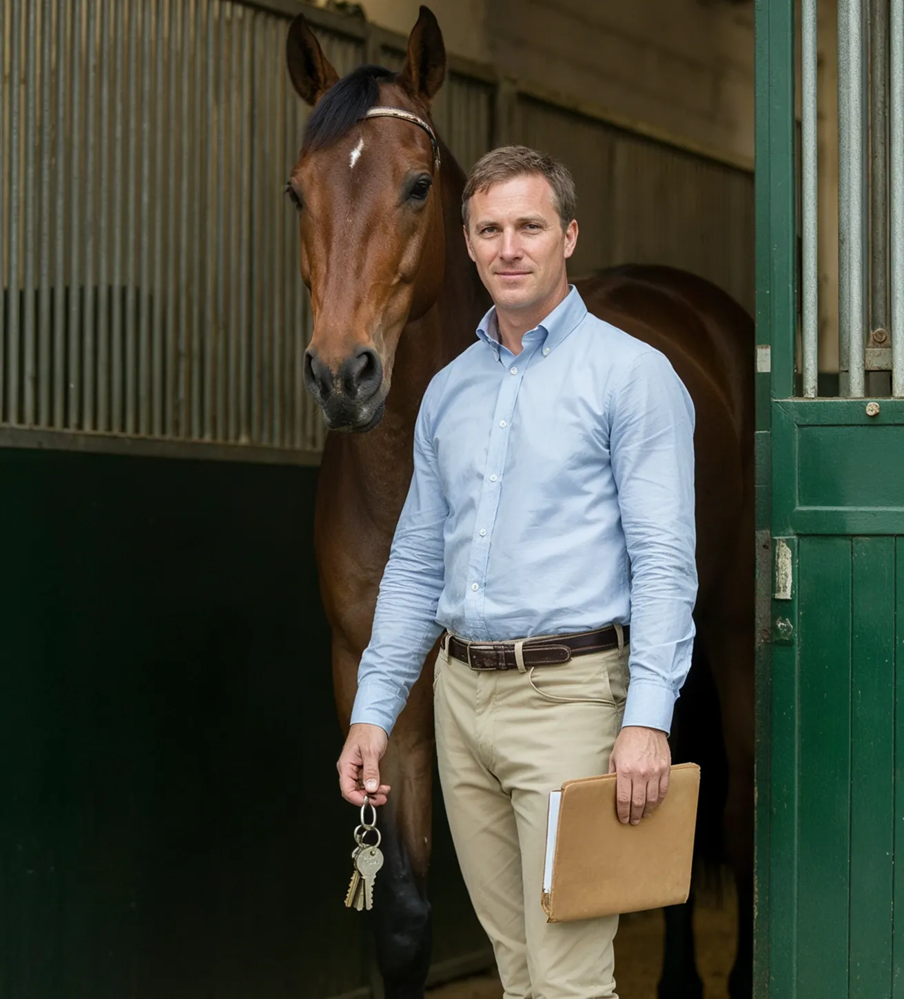 Stable manager stands with horse supporting South Florida Horsemen’s Group members.
