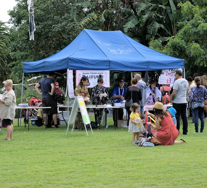 Families visit outdoor booth hosted by South Florida Horsemen’s Group.