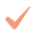 Icono de una marca de verificación color salmón con un fondo blanco.