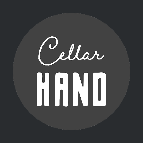 White text reading 'Cellar HAND' in stylized fonts on a dark circular background.
