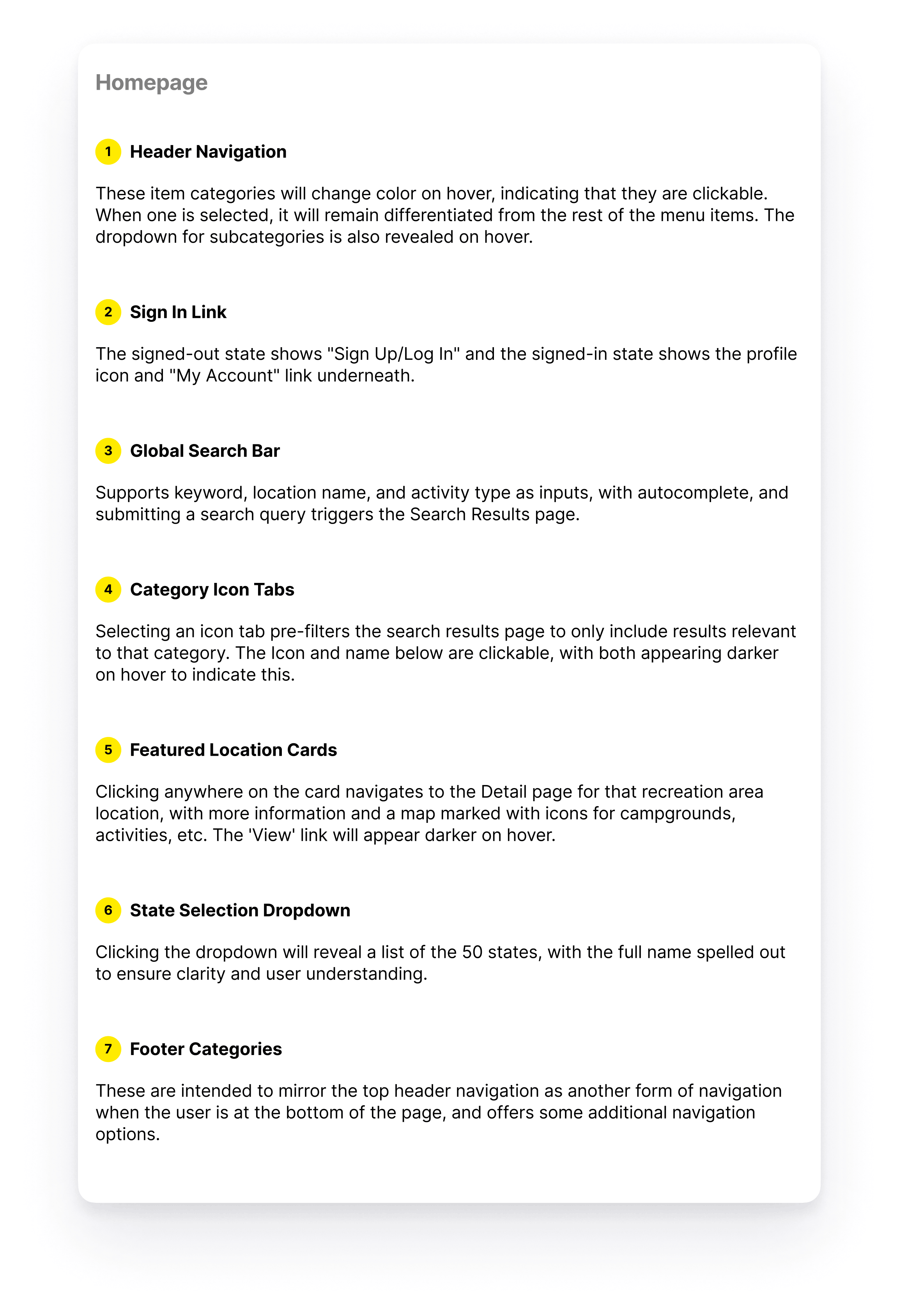 Annotation describing the purpose of design changes made to the global nav and search features