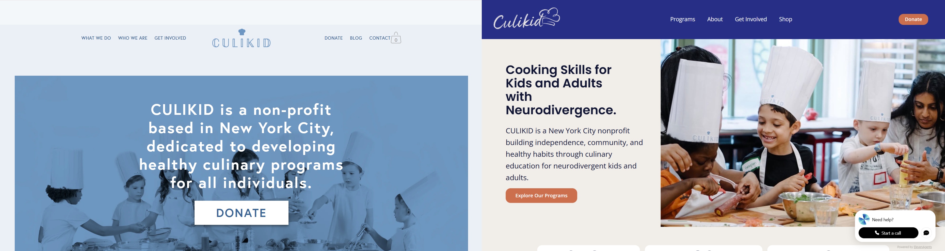 Children wearing Culikid chef hats cooking together at a table, supervised by an adult.