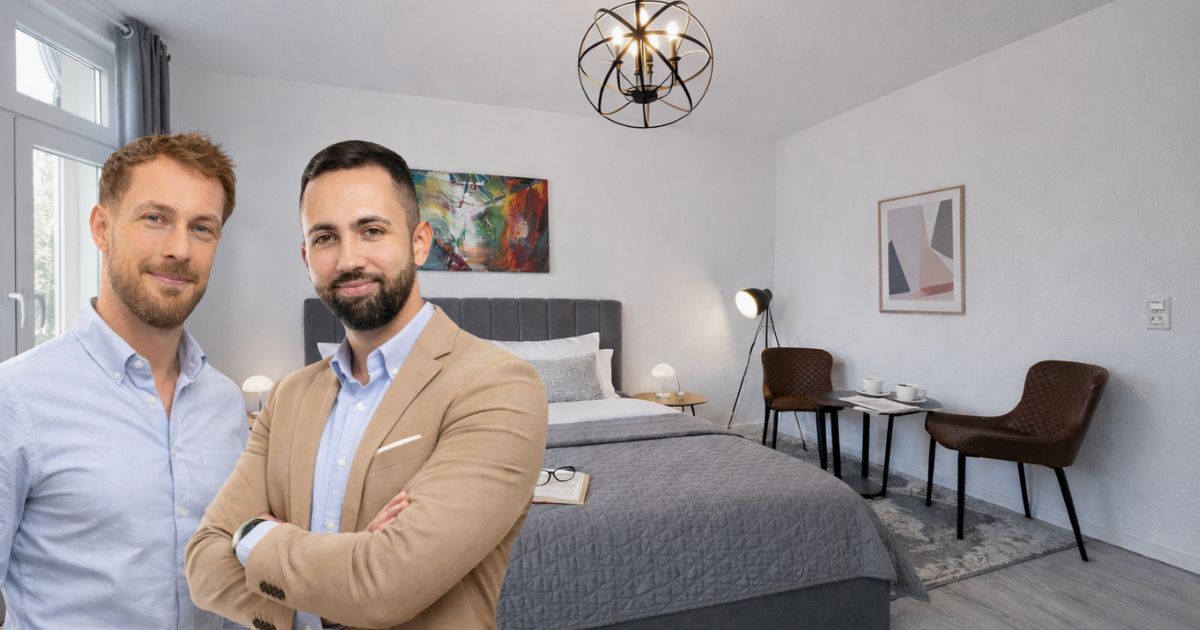 Moderne Küche in einem erdigen Orange-Farbton, dekoriert mit zwei Schneidebrettern und weiteren Küchenutensilien