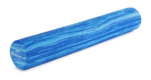 Blue foam roller for stretching and muscle recovery