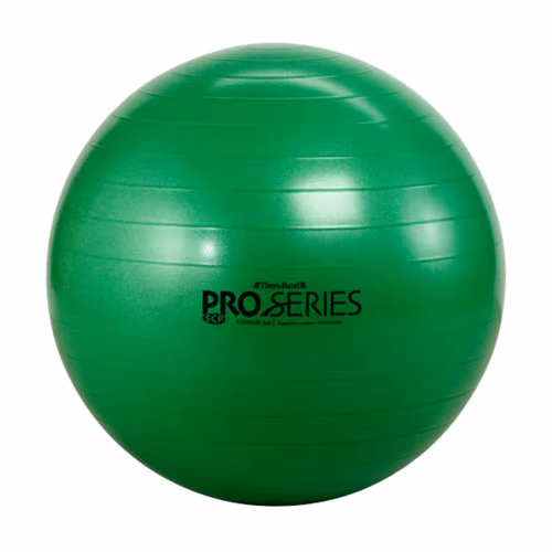 Green TheraBand Pro Series Swiss ball for posture correction exercises and core training