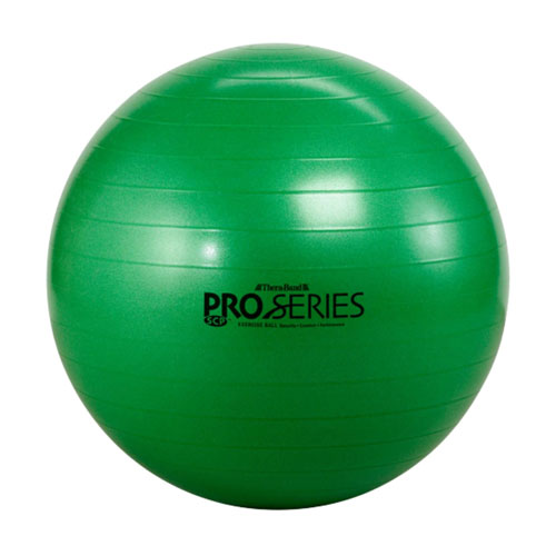 Green TheraBand Pro Series Swiss ball for posture correction exercises and core training