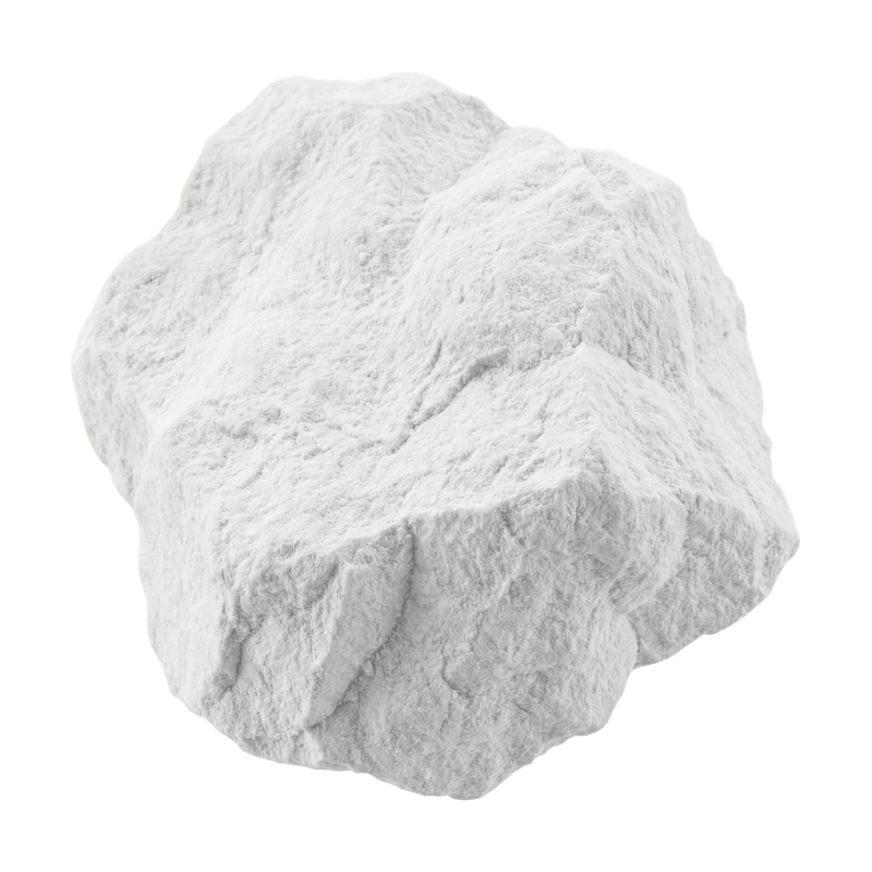 Chunk of white, rough-textured calcium carbonate mineral.