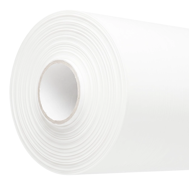 Large roll of white plastic material.