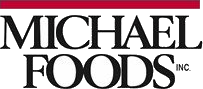 Michael Foods Inc. logo with black uppercase text and a red stripe above.