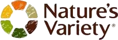 Nature's Variety brand logo with a circular design of four colored petal shapes.