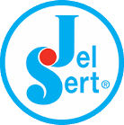 Jel Sert logo with blue text and a red dot inside a blue circular border.