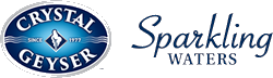 Crystal Geyser logo with Sparkling Waters text.
