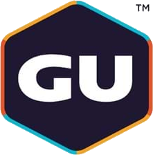 GU Energy Labs hexagonal logo with white GU letters on a dark background.
