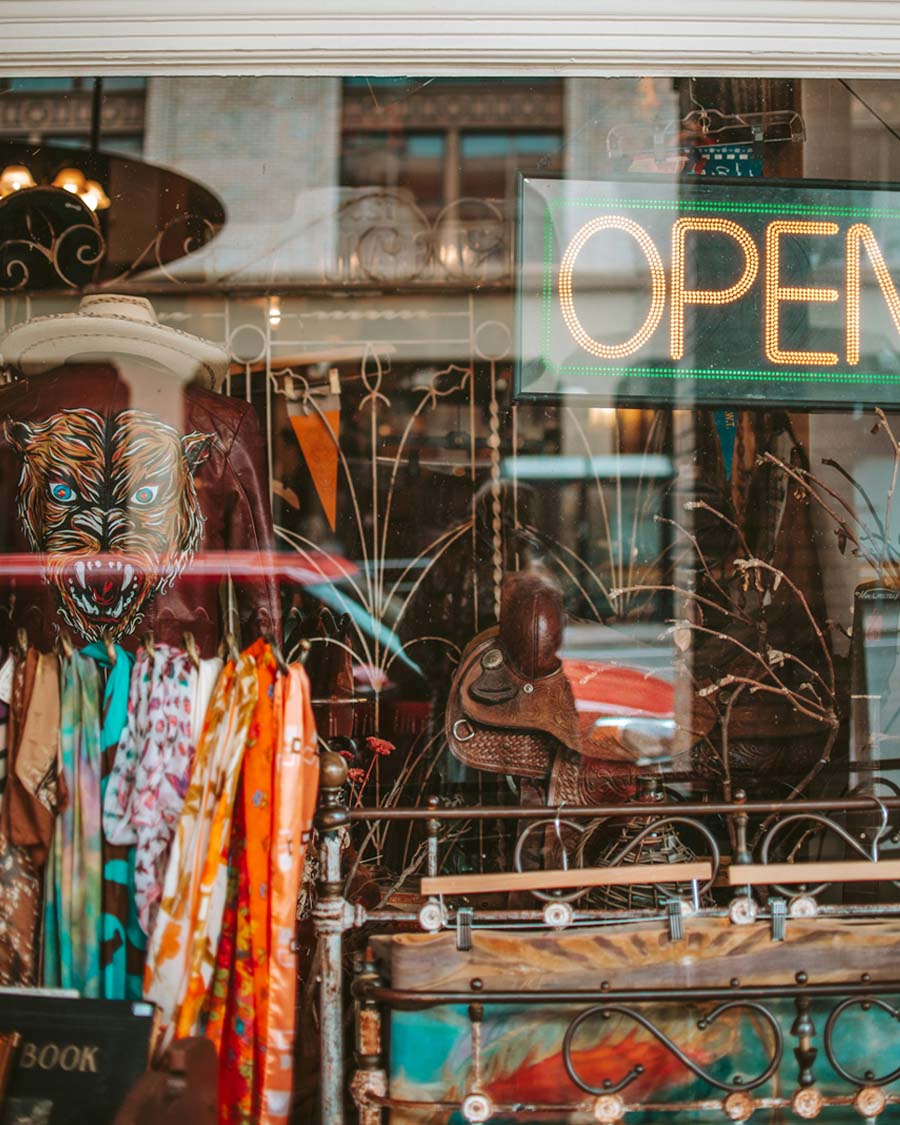 Storefront looking through window