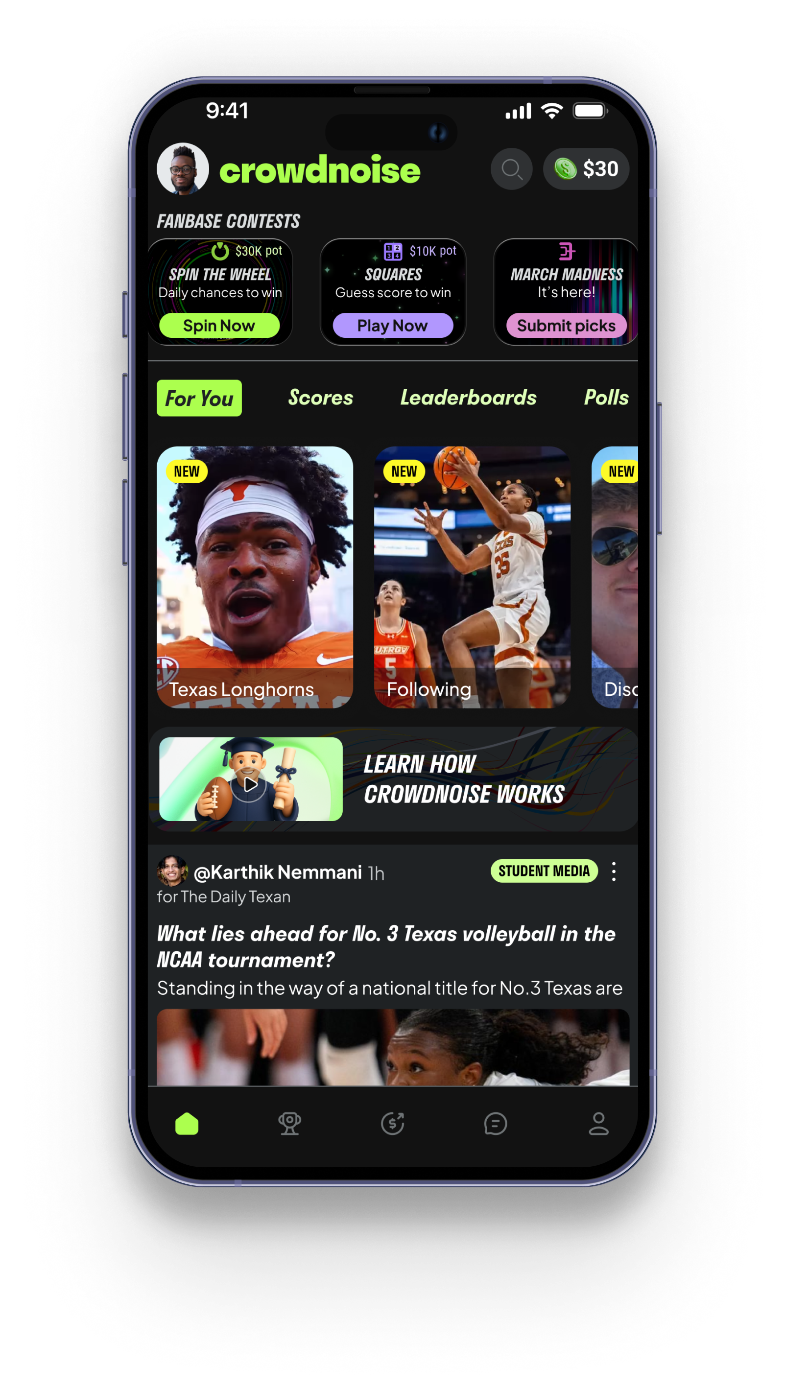 Screenshot of the CrowdNoise home screen