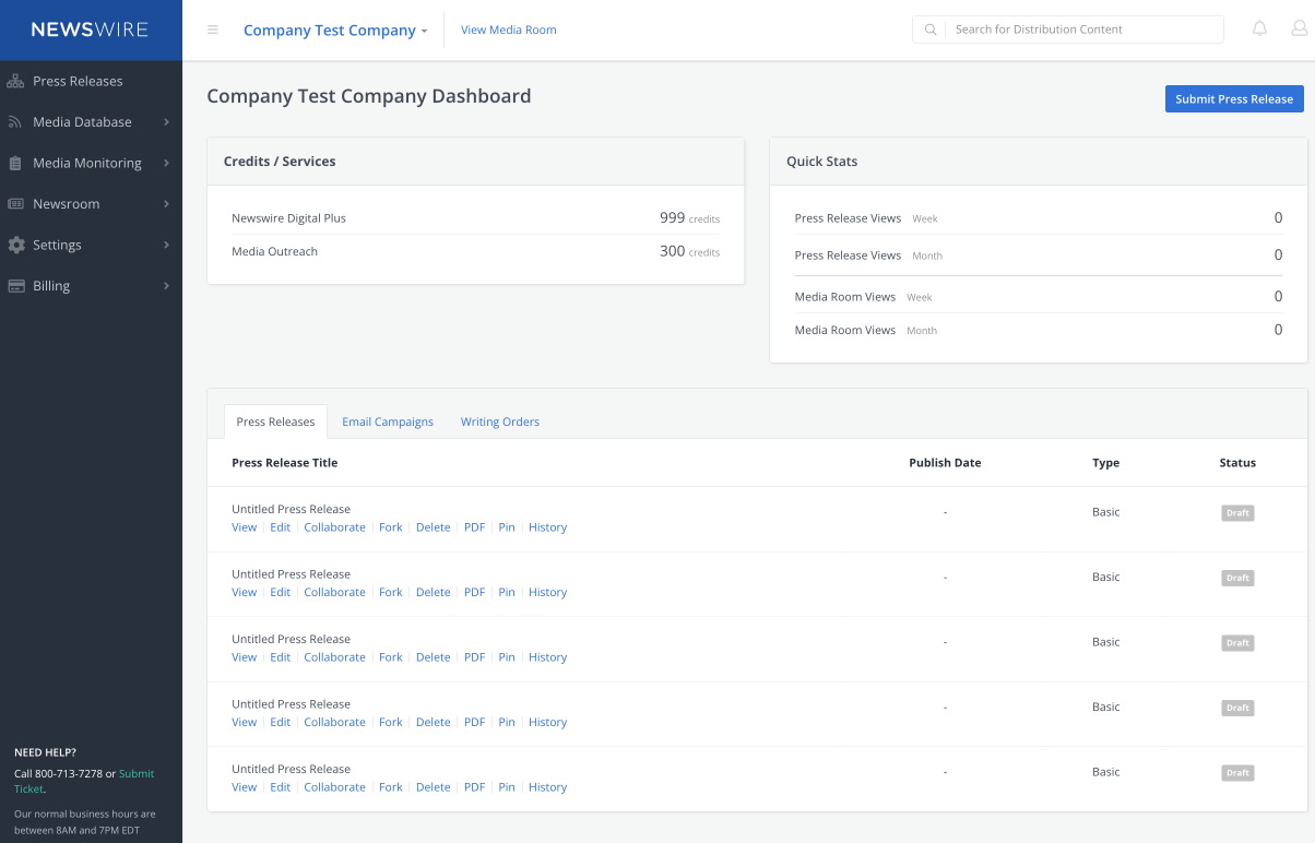 Screenshot of the original Media database Dashboard