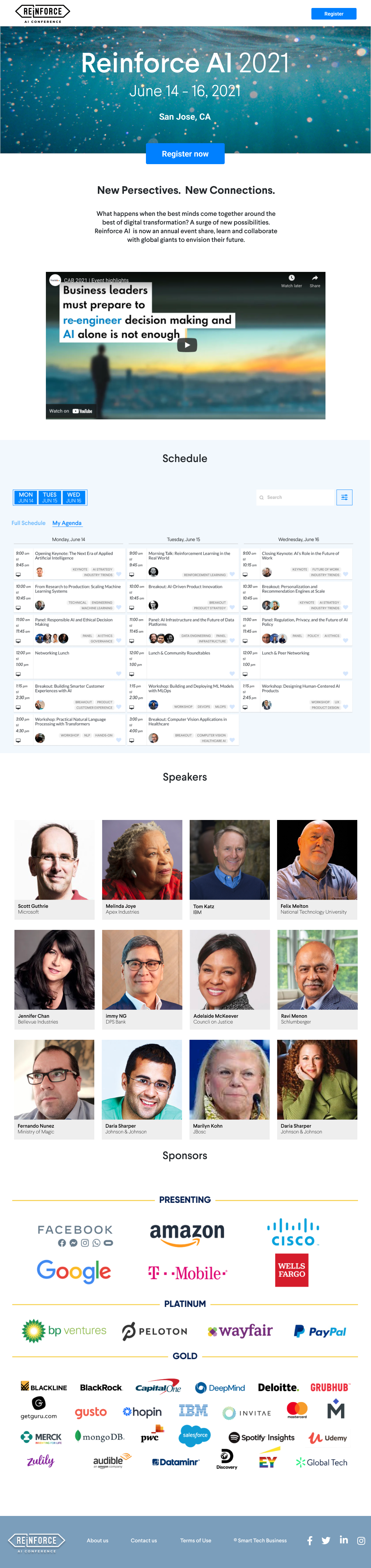 Conference website home page design