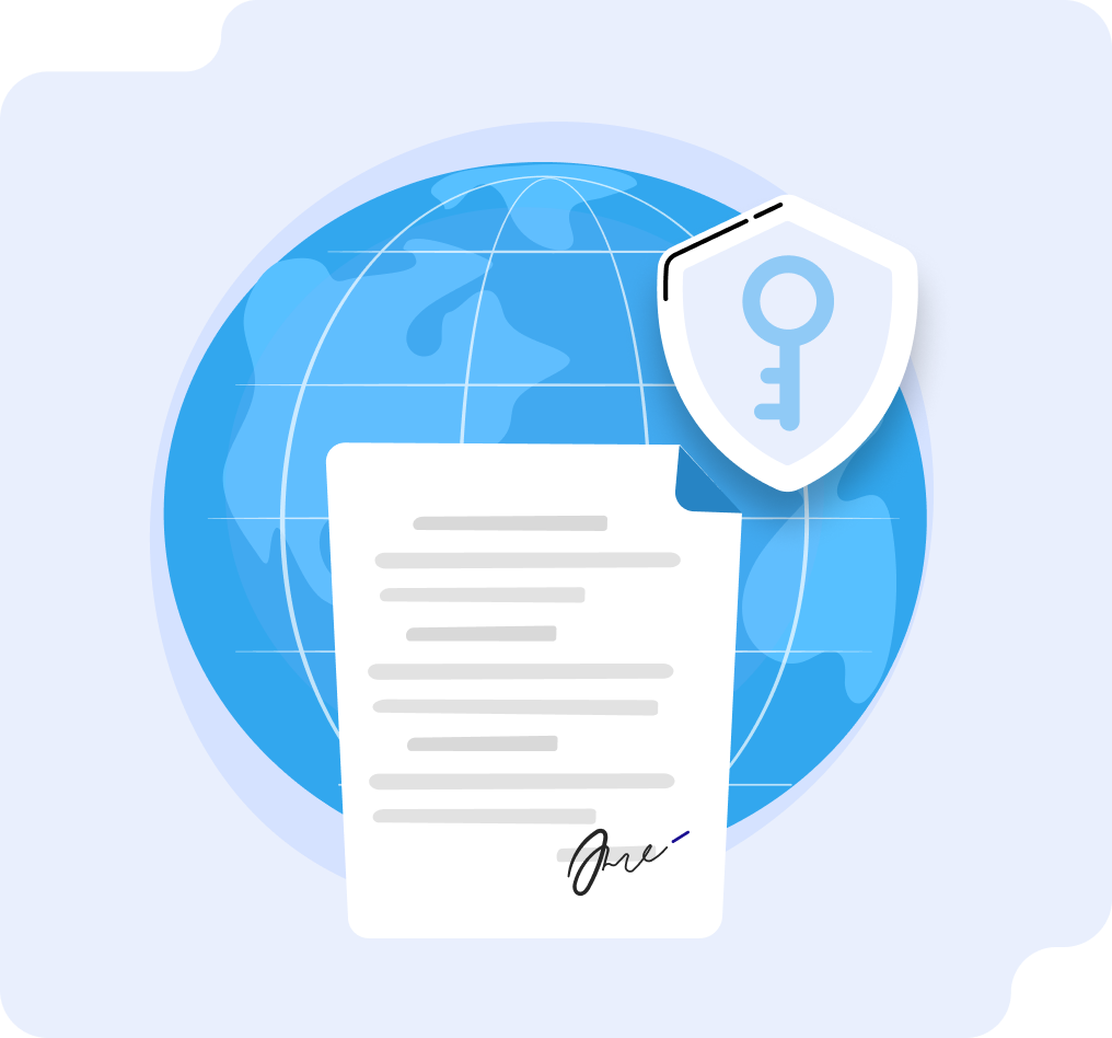 Smiling woman with short brown hair wearing a rust-colored jacket sitting at a desk with a laptop in a modern office.