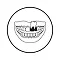 Line drawing of a human jaw with teeth and a dental brace.