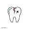 Illustration of a white tooth with a small black cavity and a sad face.