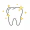 Illustration of a white tooth with sparkling stars around it representing cleanliness or dental hygiene.