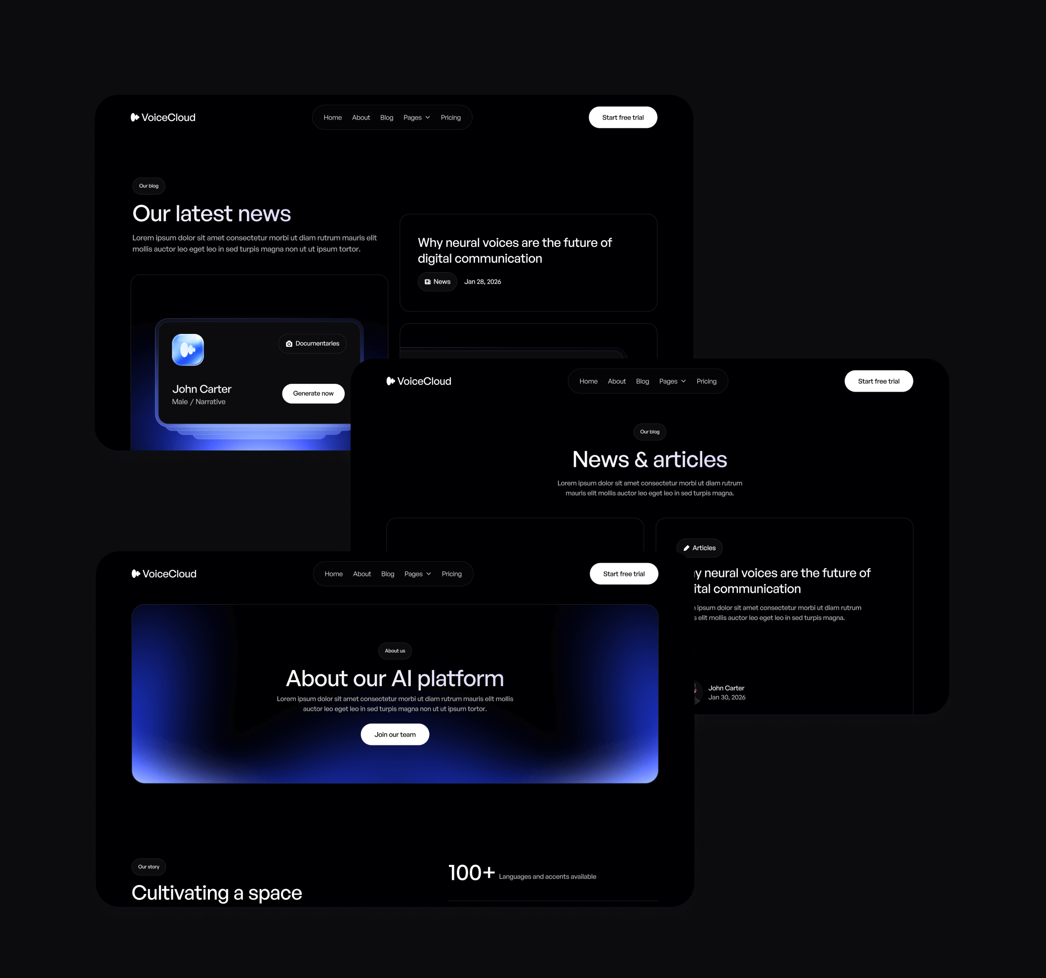 VoiceCloud - Sections Included - Text to Speech App Webflow Template | BRIX Templates