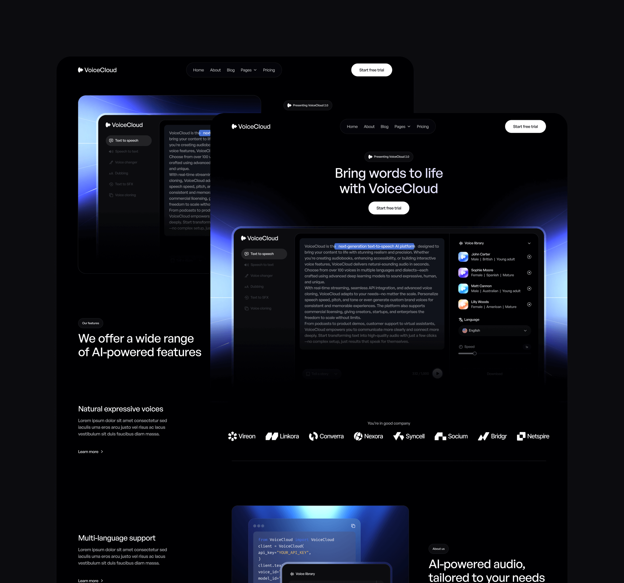 VoiceCloud - Pages Included - Text to Speech App Webflow Template | BRIX Templates