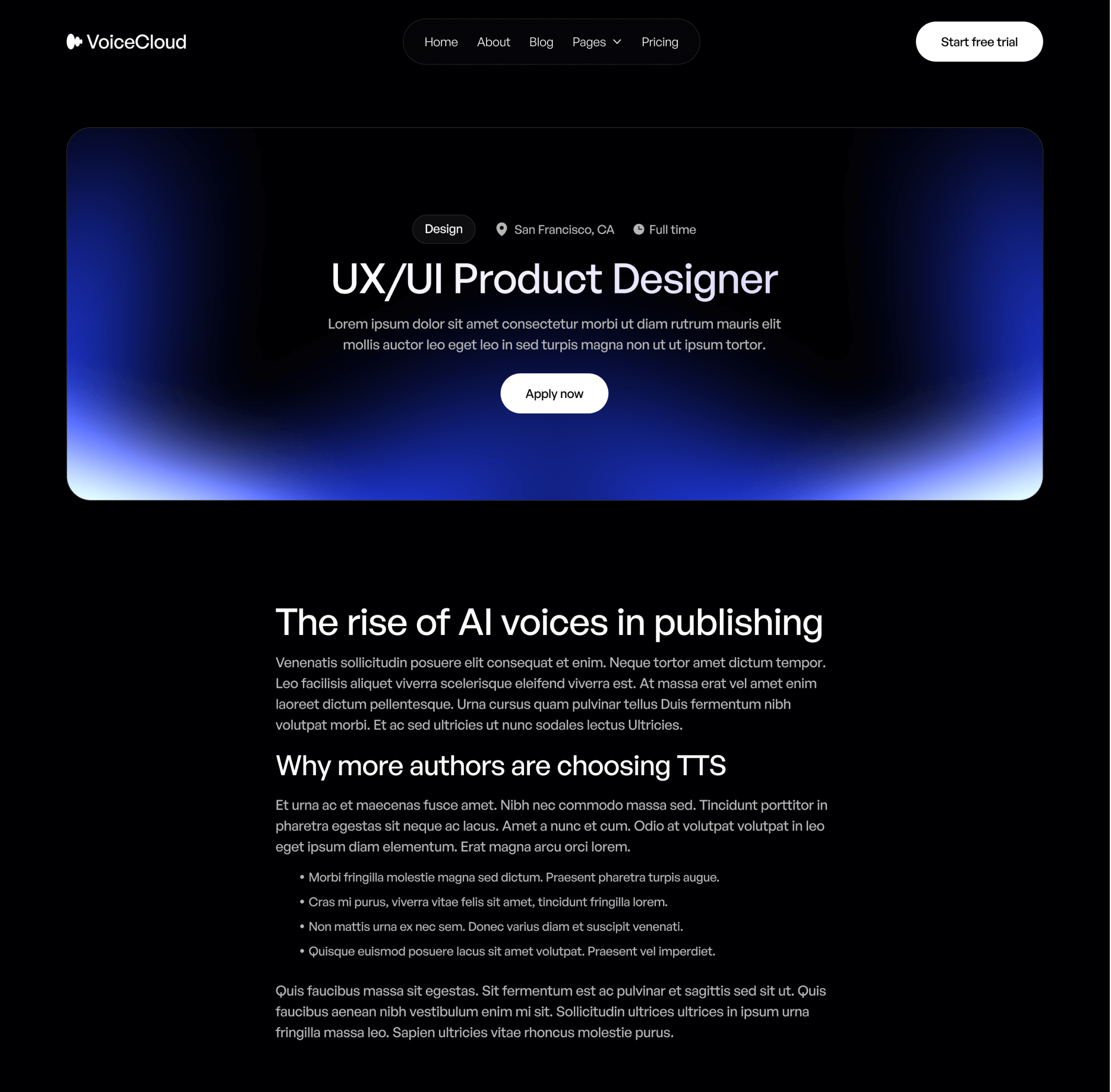 VoiceCloud - Career Single Page - Text to Speech App Webflow Template | BRIX Templates