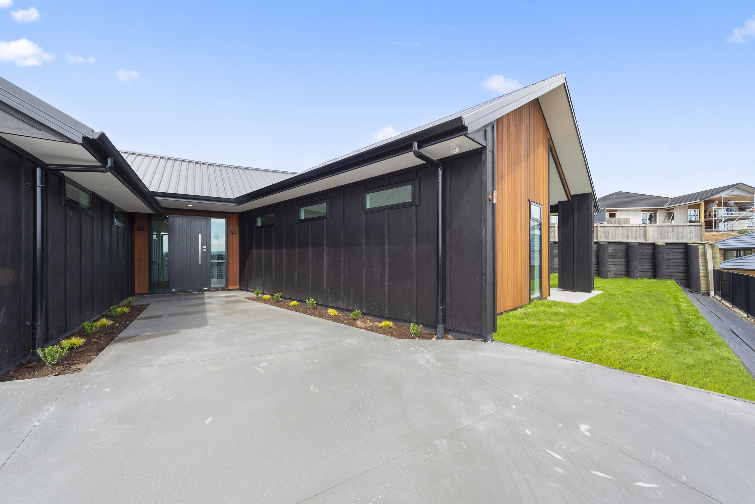 Front entryway of a newly constructed house TBS Waikato Hamilton New Zealand