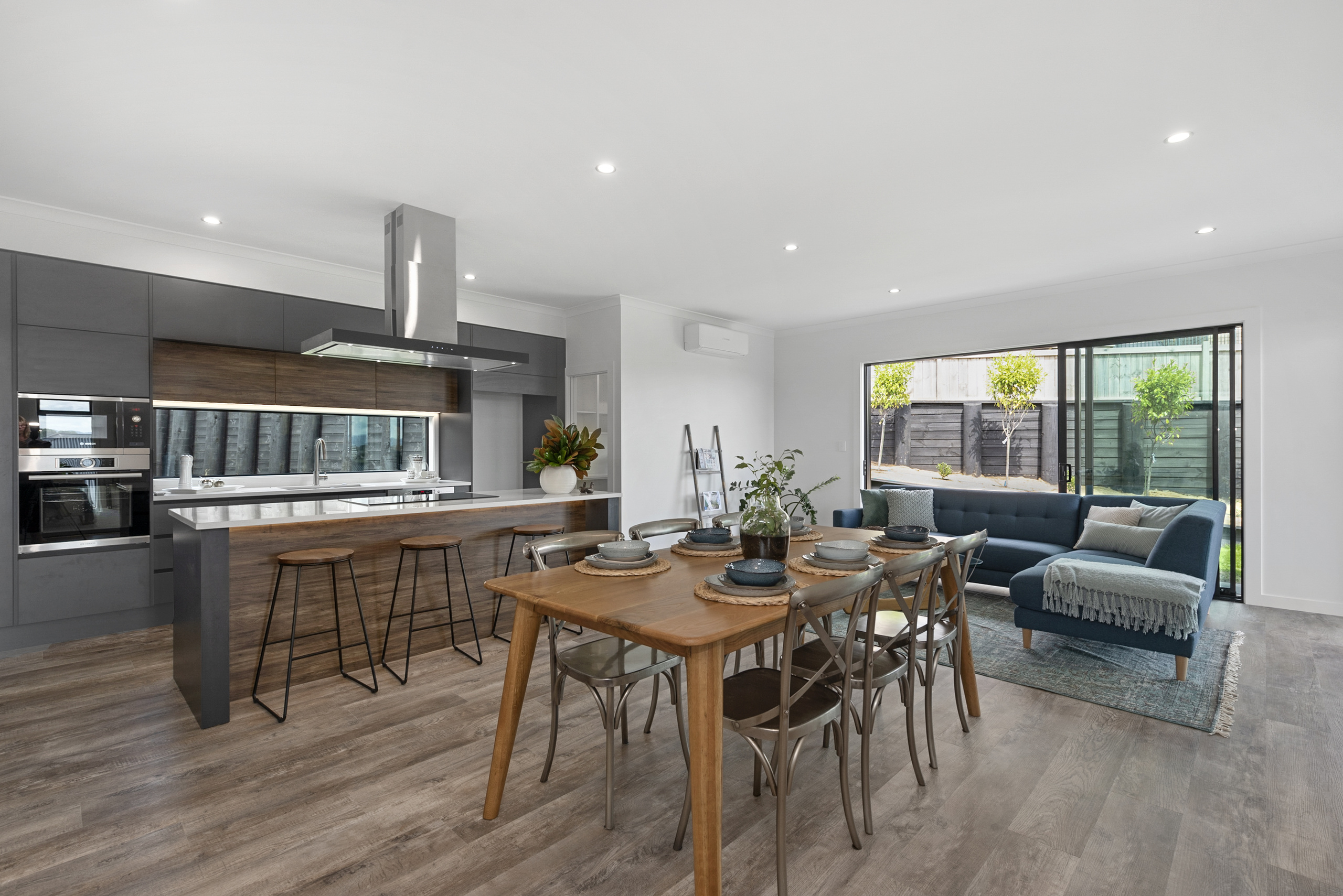 Kitchen and living room of a newly constructed home