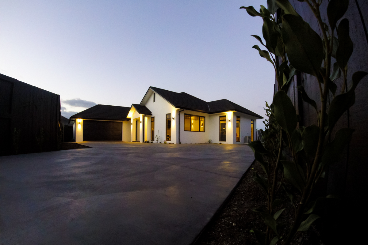 Newly built home at dusk