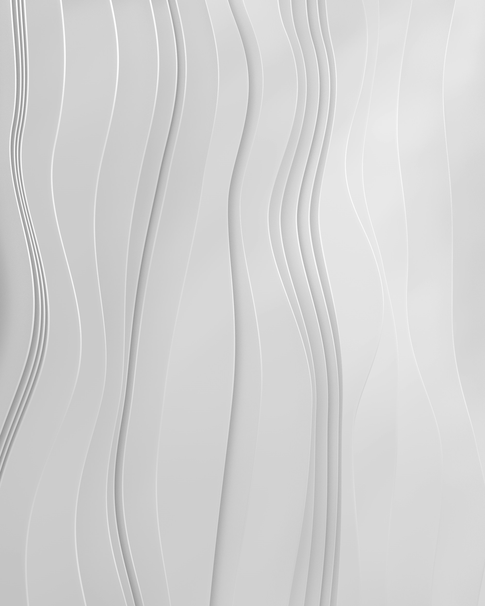 Abstract smooth vertical white waves with subtle shadows creating a textured pattern.