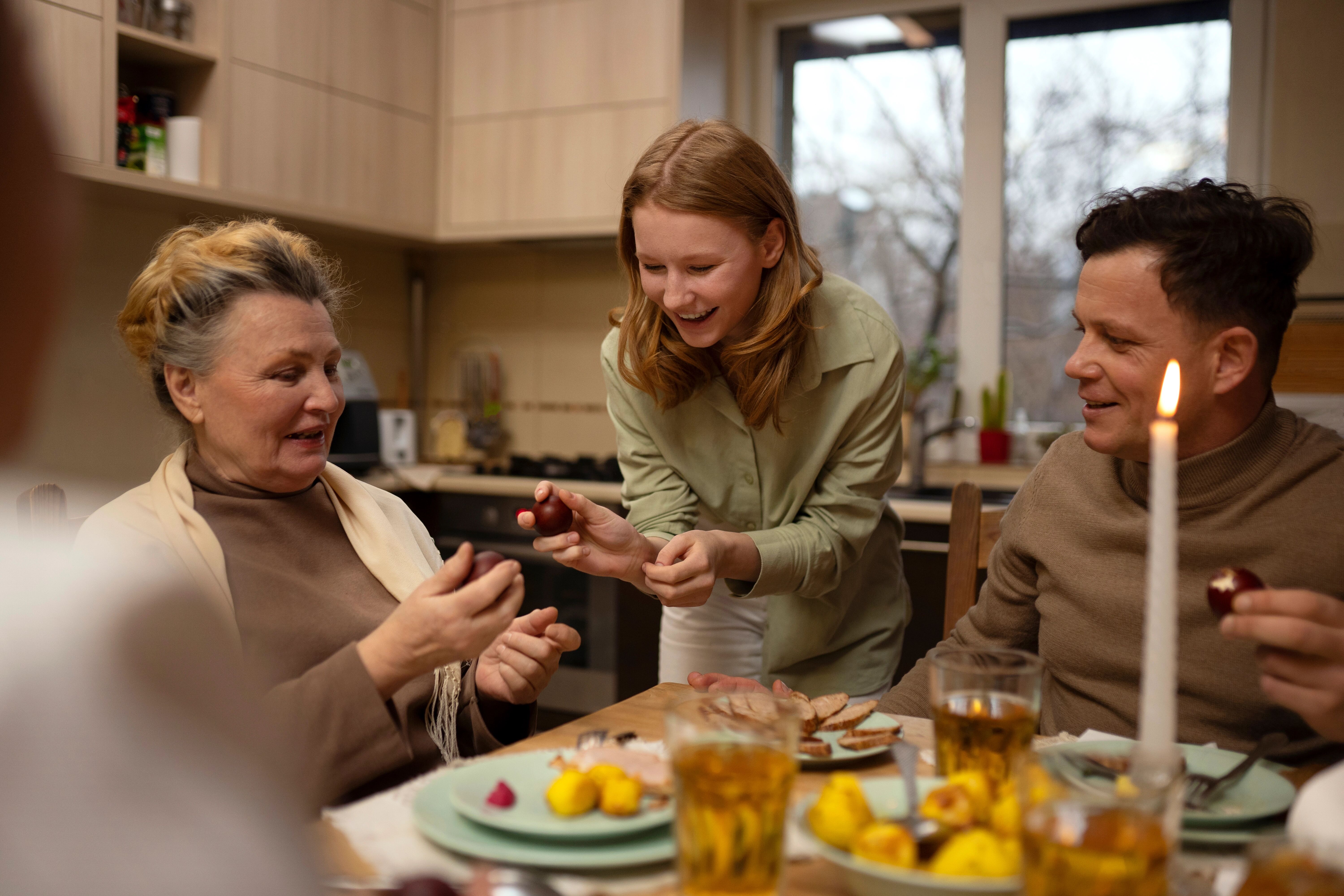 People having dinner at home celebrating