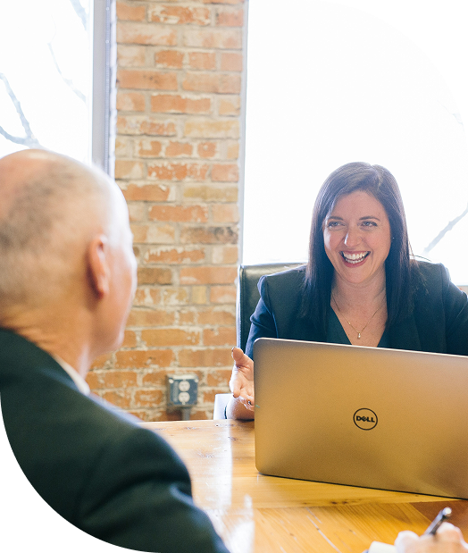 a business women and man working together