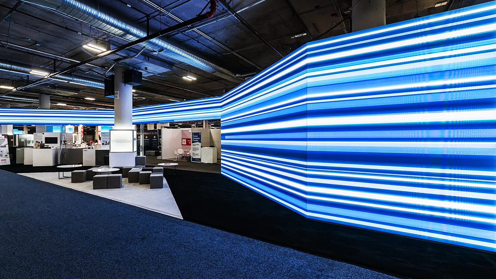 Panoramic LED display integrated into the POSCO pavilion at CES