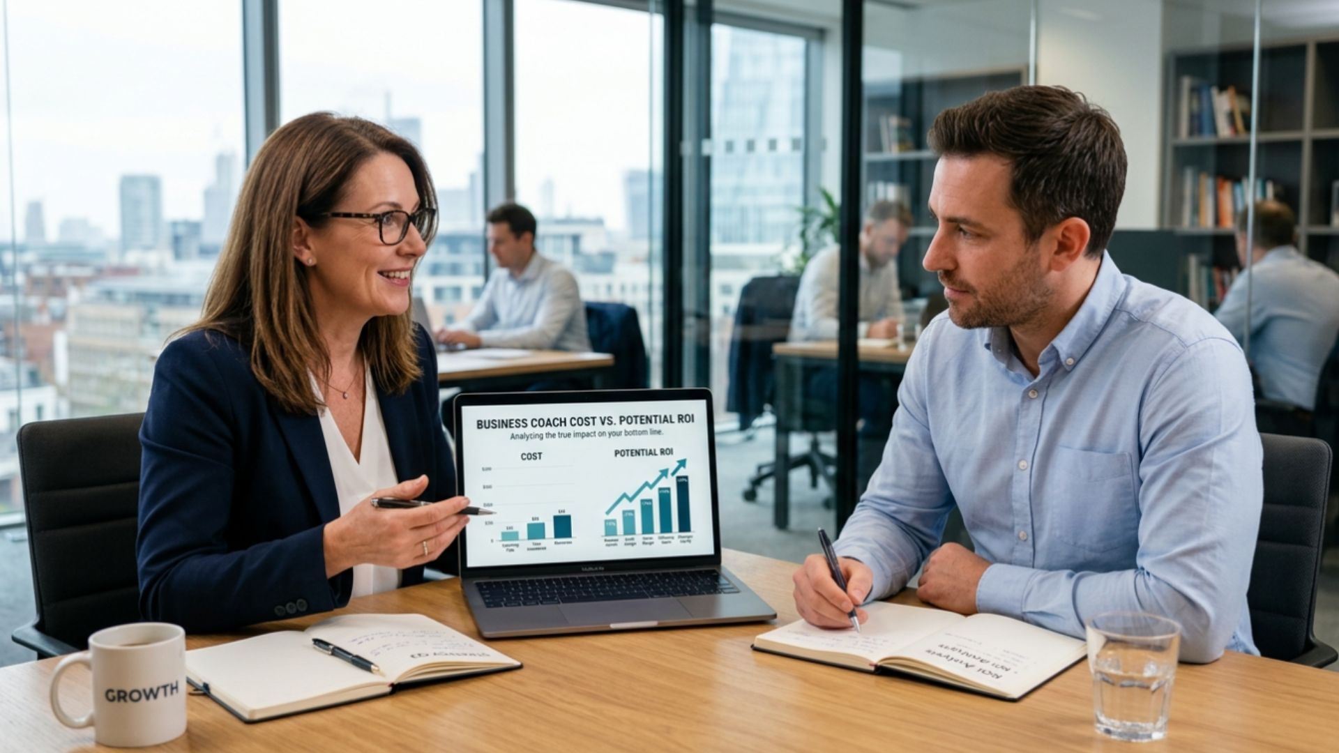 Graph showing business coaching ROI growth over time