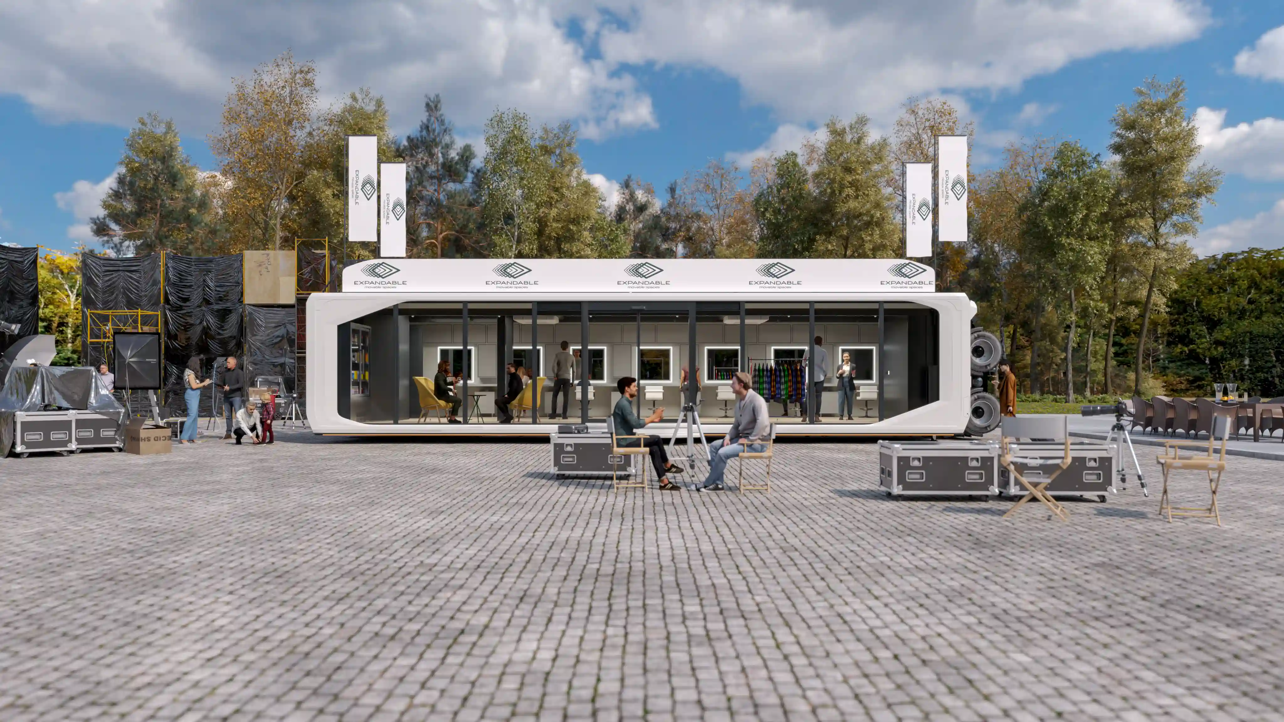 Outdoor film studio in a Expandable Touchdown.