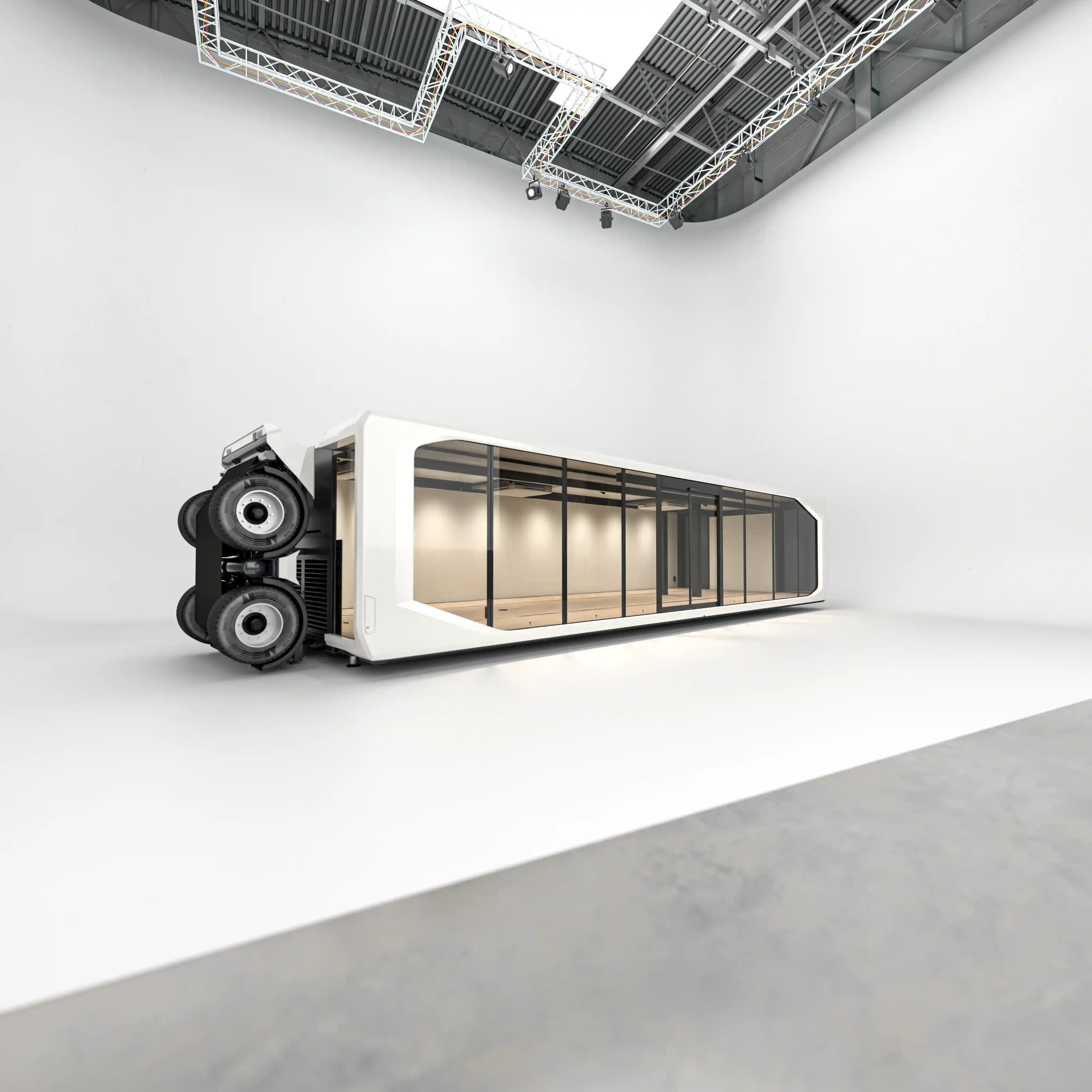 Sleek Expandable Touchdown 44ft mobile office space, ready for quick setup.