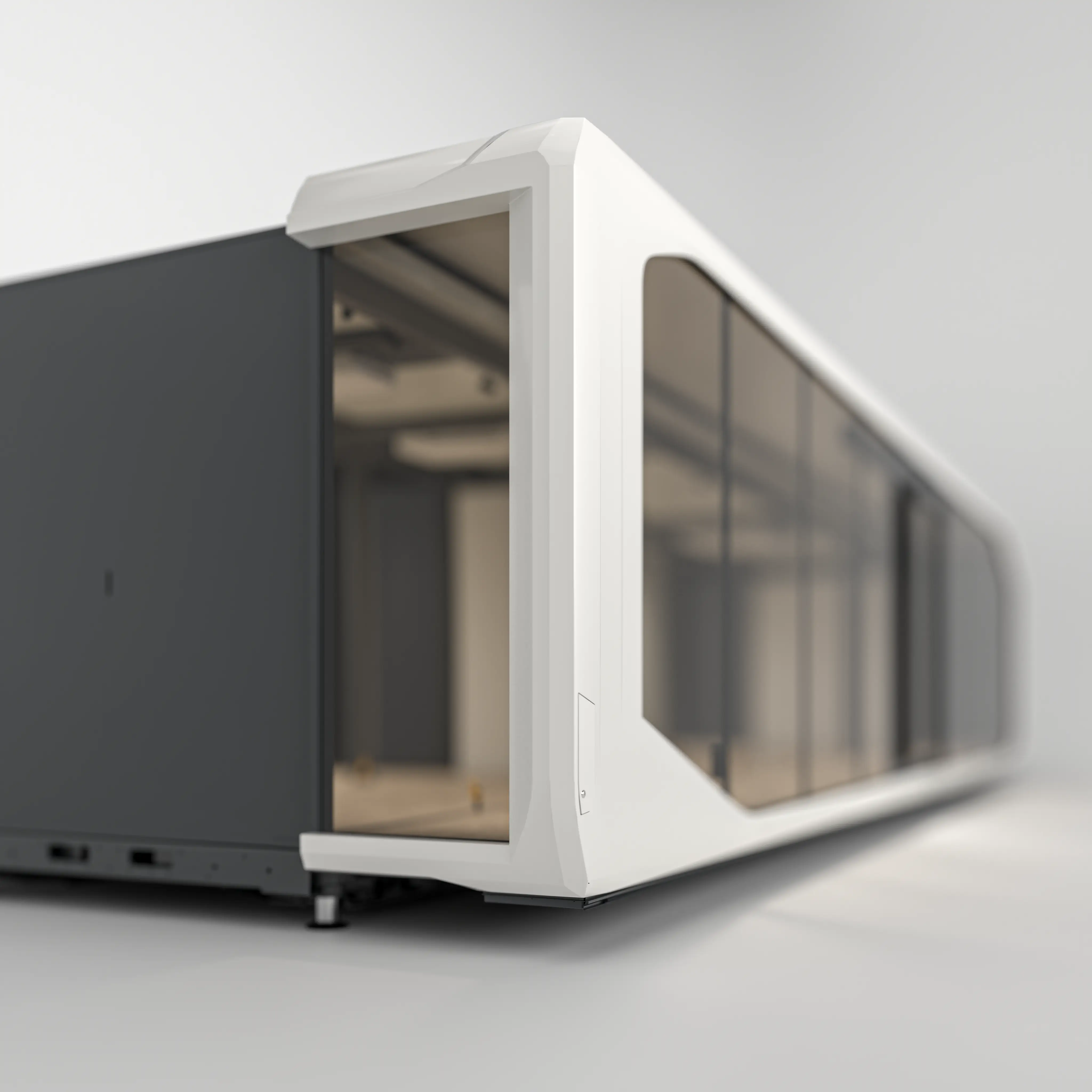 Detailed view of Expandable Pod 44ft with lights on