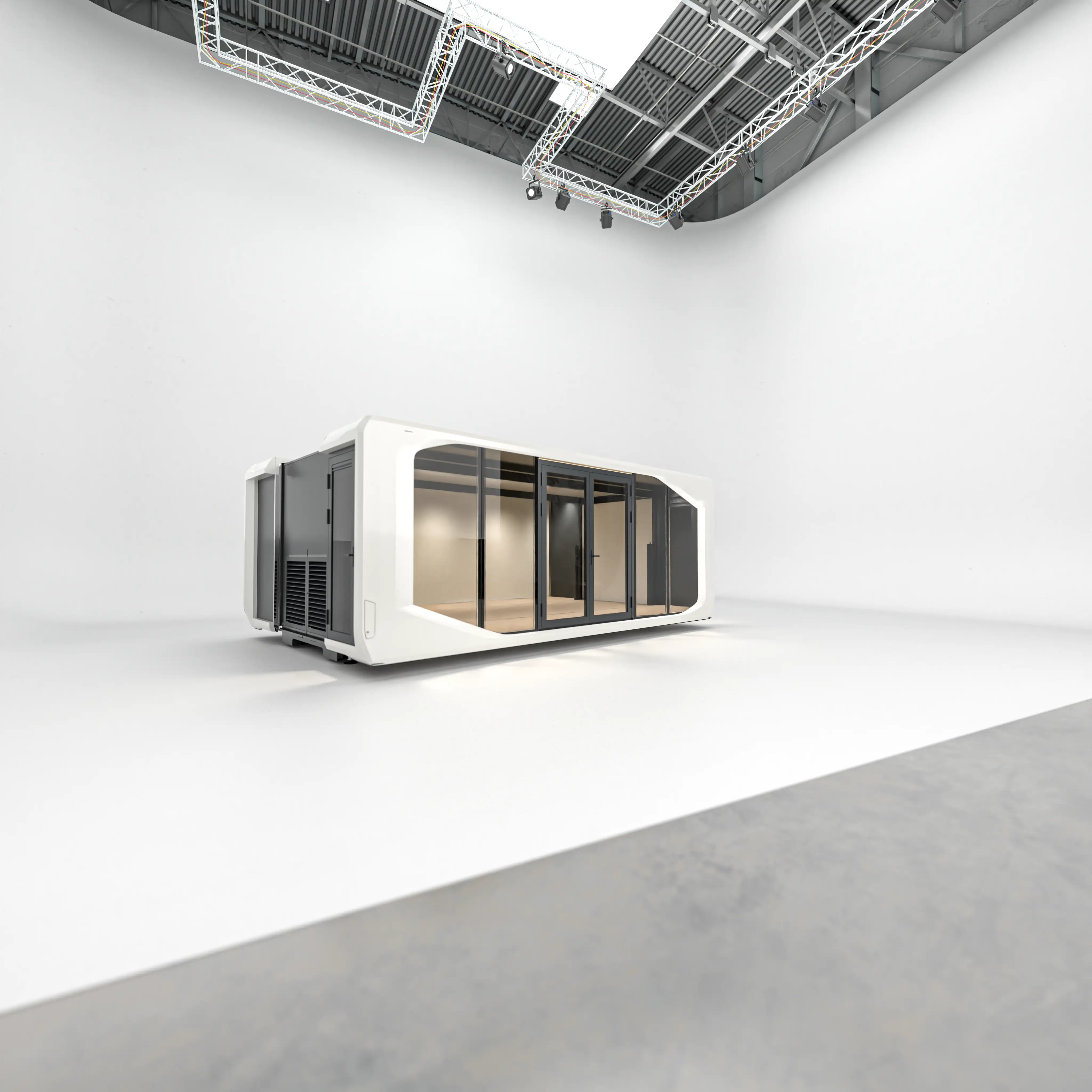 Full exterior view of Expandable's 25ft Pod, showcasing the sleek and mobile design.