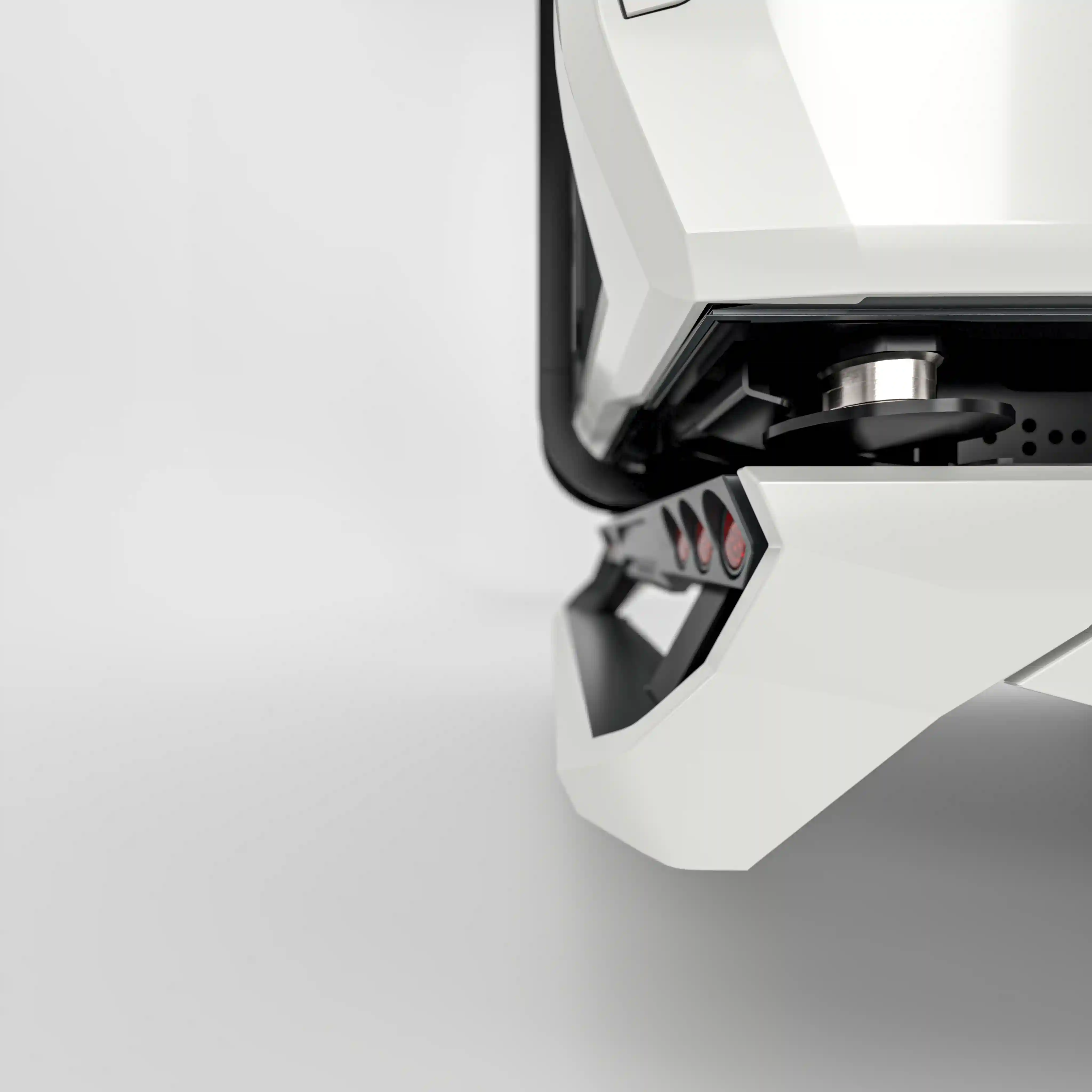 Zoomed-in view of hitch mechanism on the Expandable Touchdown 53ft, showing tech integration