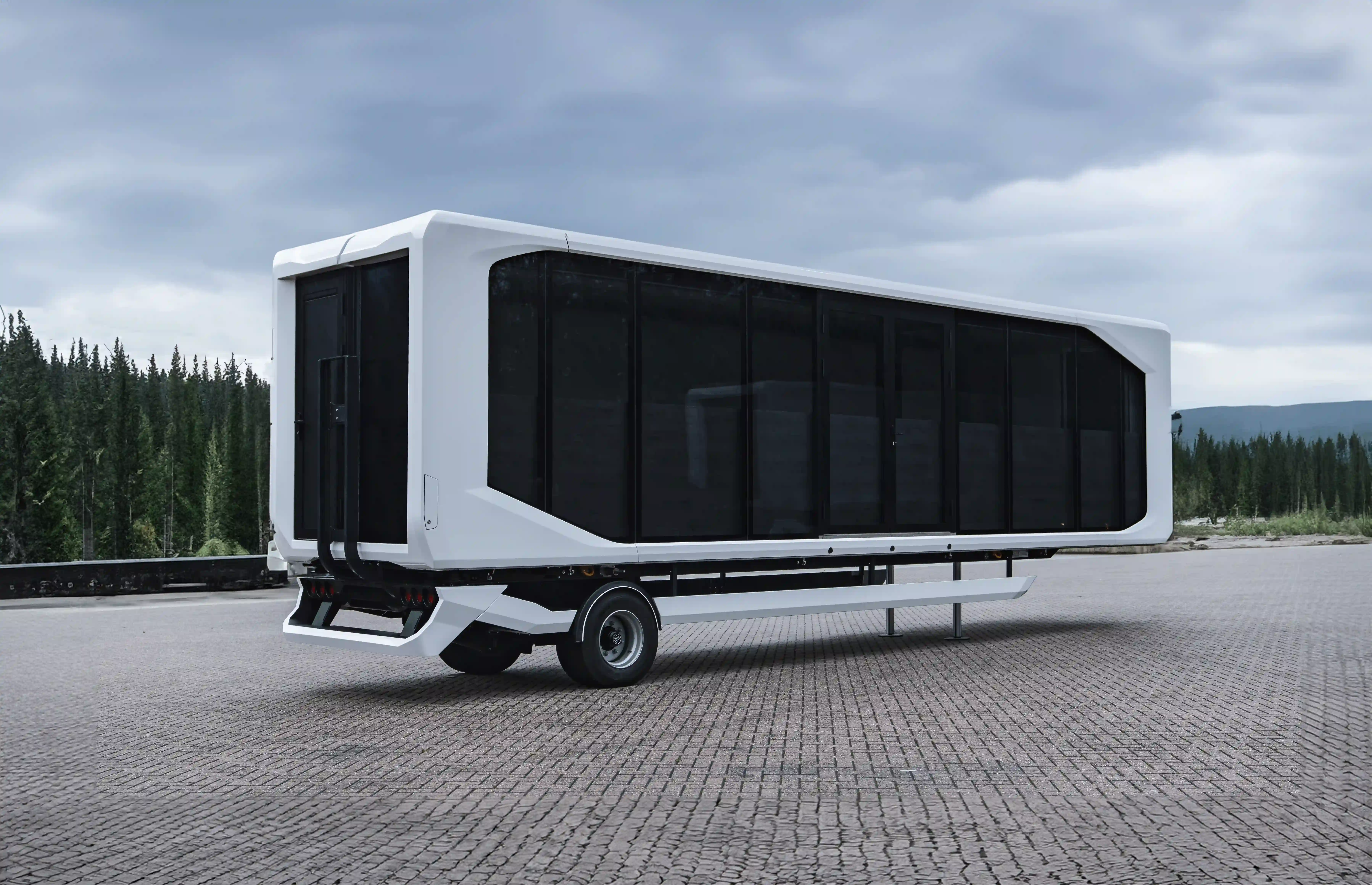 Expandable Trailer outside with gloomy weather