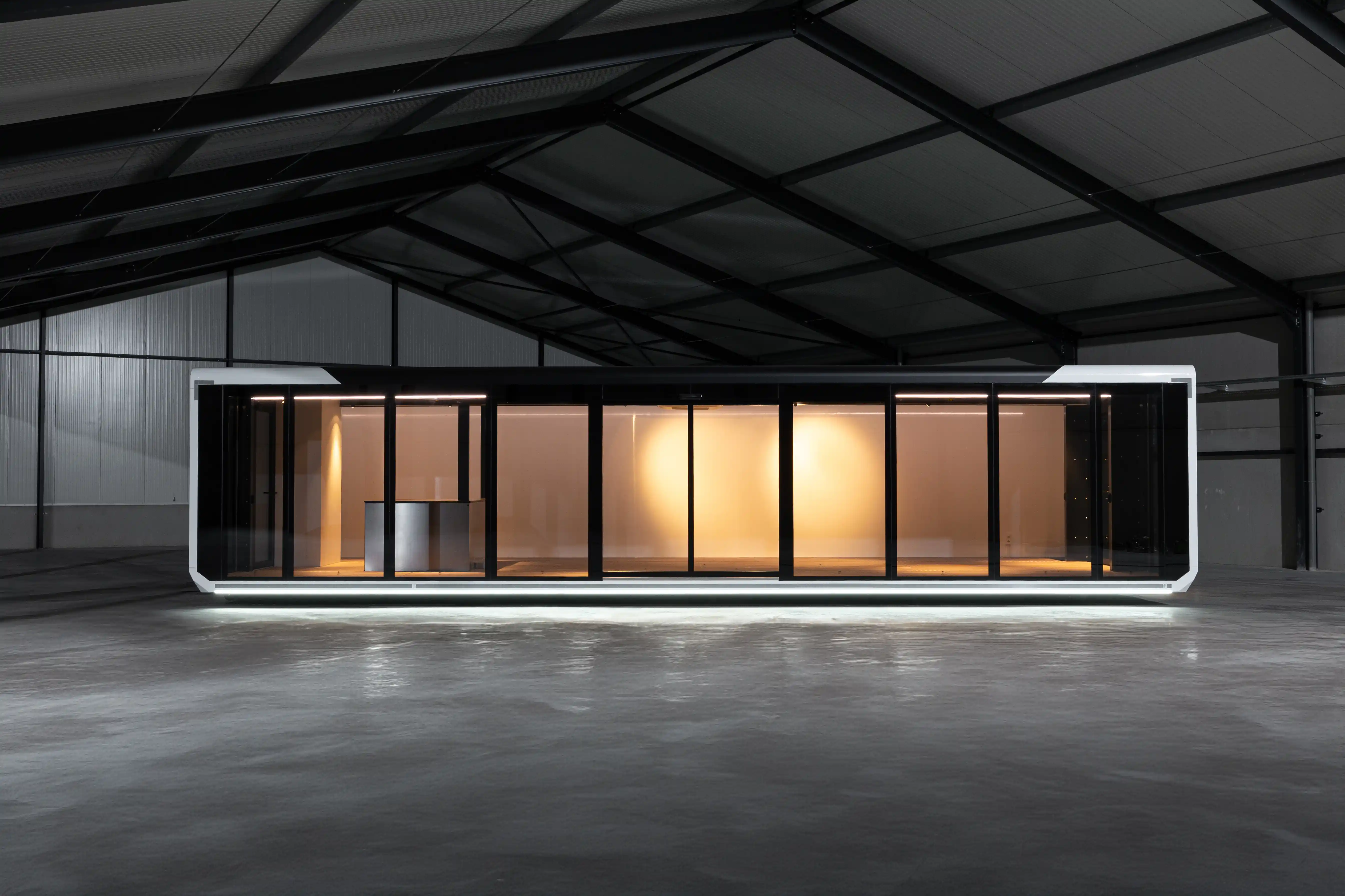 Expandable Hybrid partially opened, showcasing interior lighting from the outside.