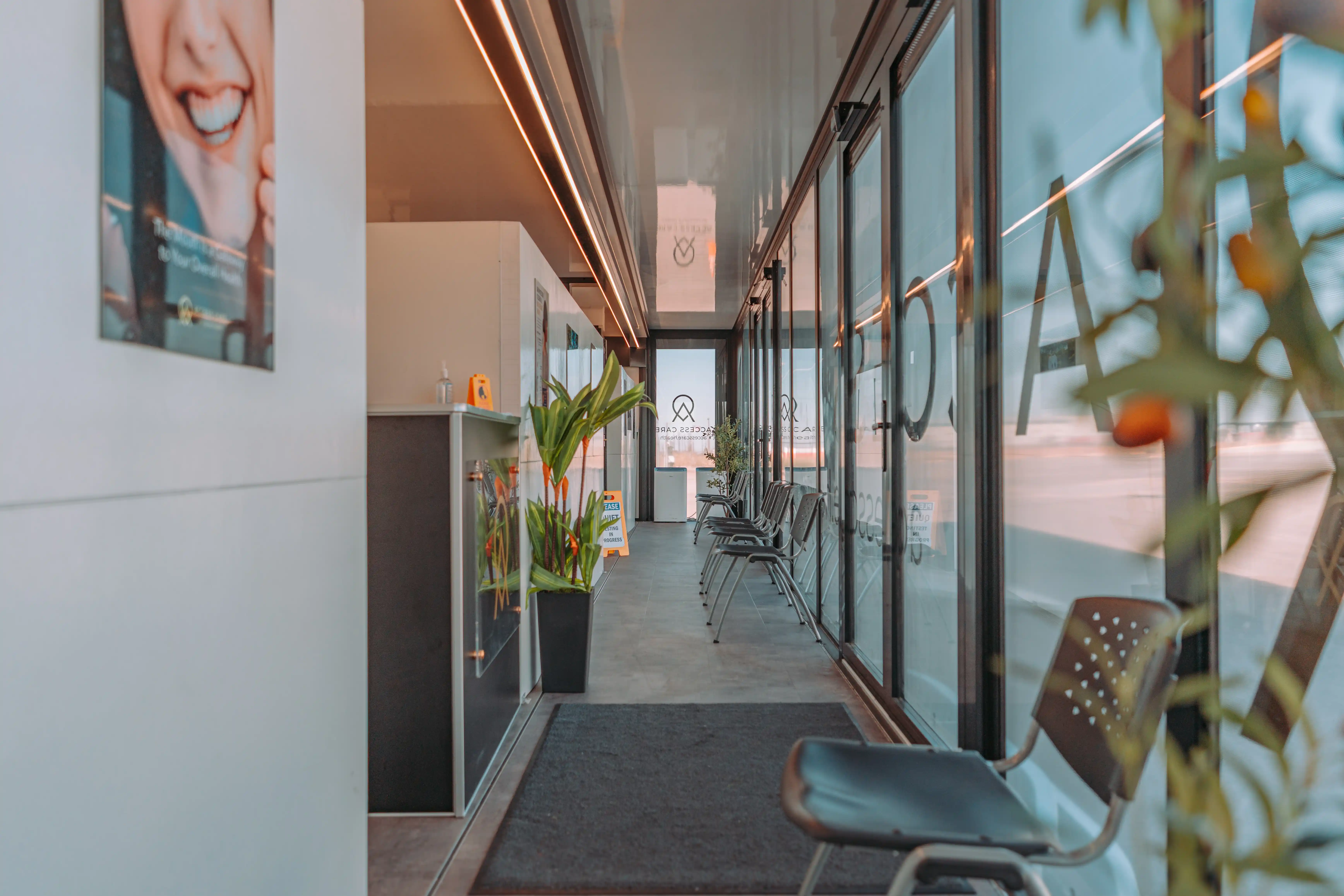 waiting room of a mobile dental clinic
